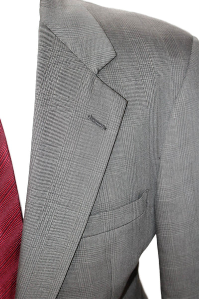 Turnbury Mens Gray Check Suit Jacket Polyester Collared Size 40