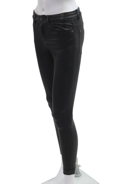 Alice + Olivia Womens Black Lamb Leather Ankle Jeggings Size 0