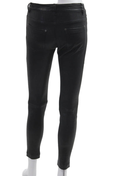 Alice + Olivia Womens Black Lamb Leather Ankle Jeggings Size 0
