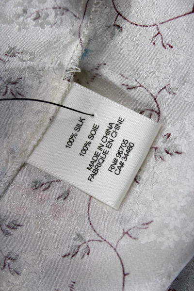 Rebecca Taylor Women White Silk High Neck Sleeveless Floral Blouse Size 2