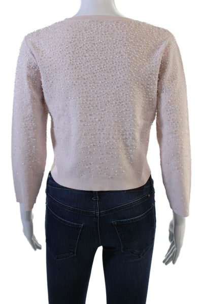 Zara Womens Pink Pullover Sweater Crew Neck 3/4 Sleeve Viscose Blend Size S