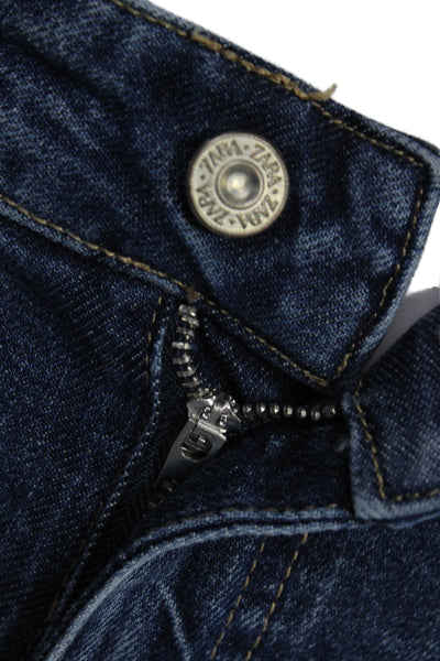 Zara Women Petite Ankle Cropped Jeans Dark Blue Mid Rise Size 0
