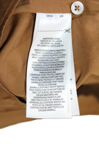 Polo Ralph Lauren Womens Brown Cotton Mock Neck Long Sleeve Army Blouse Size 6