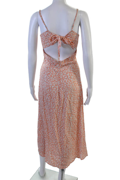 Flynn Skye Women Slip Dress Floral Orange Midi Rayon Sleeveless Size S