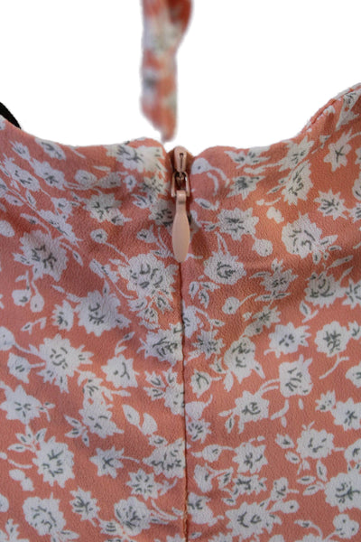Flynn Skye Women Slip Dress Floral Orange Midi Rayon Sleeveless Size S