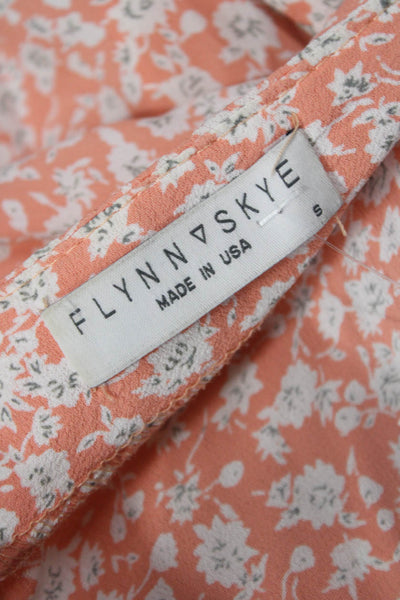 Flynn Skye Women Slip Dress Floral Orange Midi Rayon Sleeveless Size S
