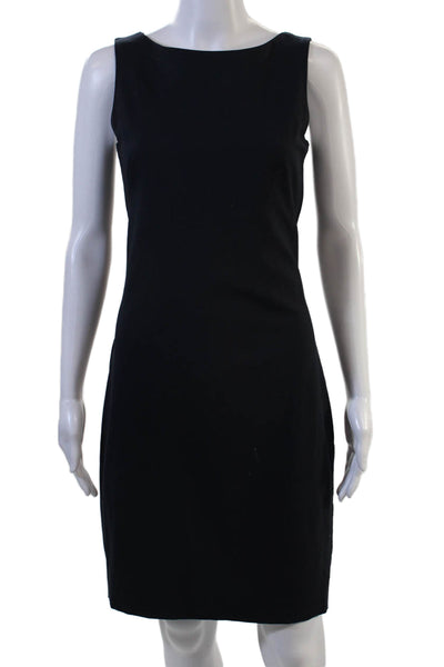 Theory Womens Sheath Dress Black Sleeveless Crew Neck Midi Size 2