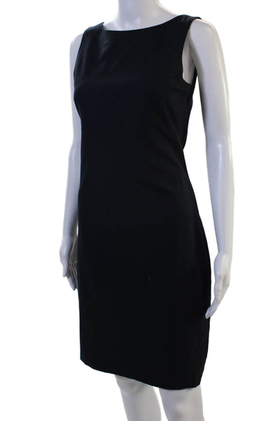 Theory Womens Sheath Dress Black Sleeveless Crew Neck Midi Size 2