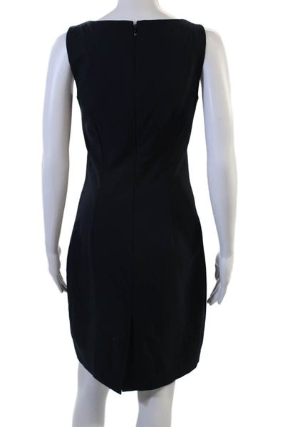 Theory Womens Sheath Dress Black Sleeveless Crew Neck Midi Size 2