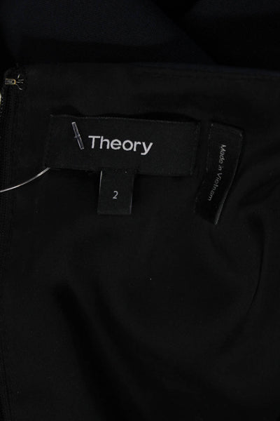 Theory Womens Sheath Dress Black Sleeveless Crew Neck Midi Size 2