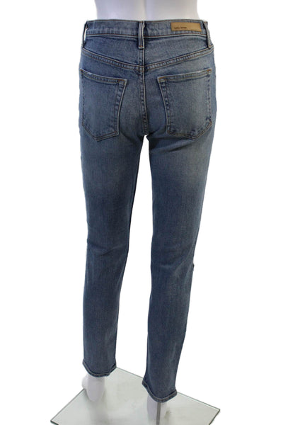 Grlfrnd Womens Cropped Straight Jeans Blue Mid-Rise 28in Size 26