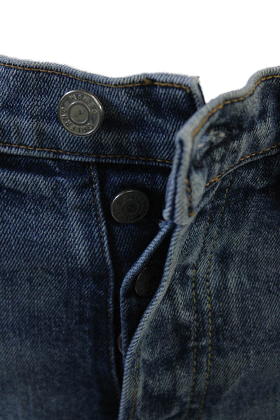 Grlfrnd Womens Cropped Straight Jeans Blue Mid-Rise 28in Size 26