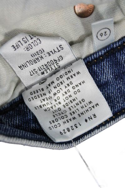 Grlfrnd Womens Cropped Straight Jeans Blue Mid-Rise 28in Size 26