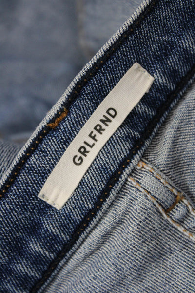 Grlfrnd Womens Cropped Straight Jeans Blue Mid-Rise 28in Size 26