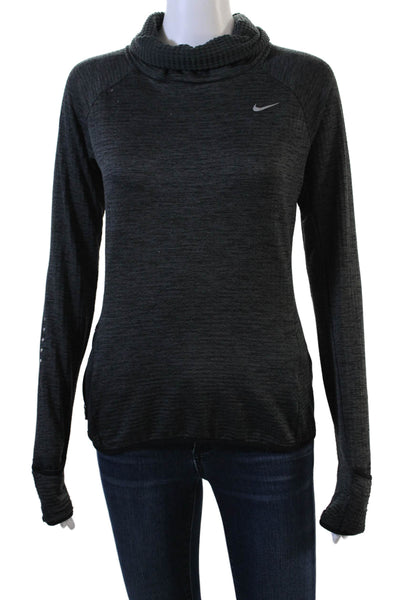Nike Womens Pullover Sweatshirt Dark Gray High Neck Long Sleeve Size S