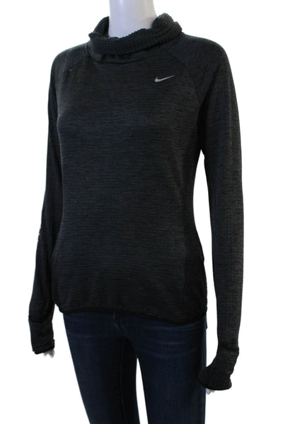 Nike Womens Pullover Sweatshirt Dark Gray High Neck Long Sleeve Size S