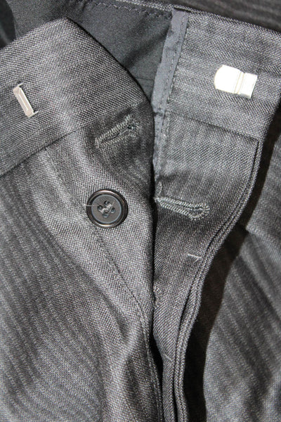 BLK DNM Mens Cropped Dress Pants Black Striped Wool Button Size 36