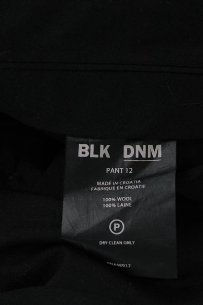 BLK DNM Mens Cropped Dress Pants Black Striped Wool Button Size 36