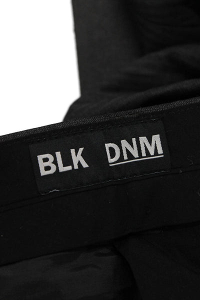 BLK DNM Mens Cropped Dress Pants Black Striped Wool Button Size 36