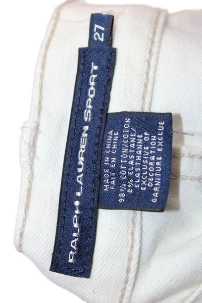 Ralph Lauren Sport Women Cropped Straight White Jeans Button Size 27