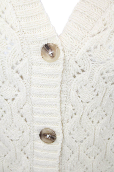 Habitual Womens Cardigan V-Neck Button Short Sleeve Beige Size XS