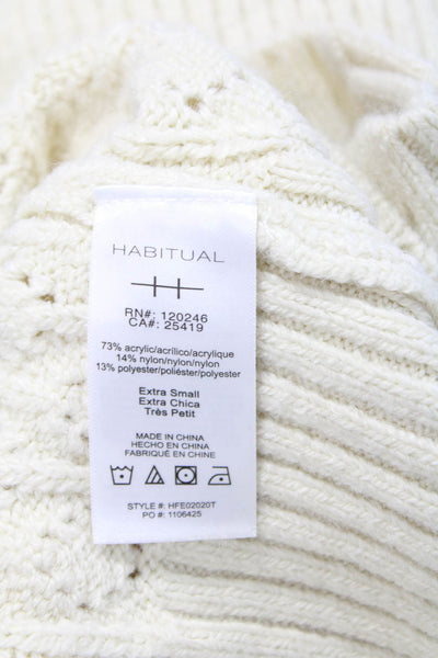 Habitual Womens Cardigan V-Neck Button Short Sleeve Beige Size XS