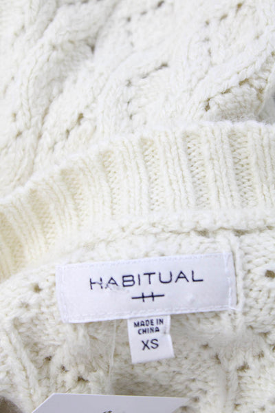 Habitual Womens Cardigan V-Neck Button Short Sleeve Beige Size XS