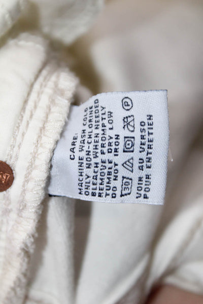 Ralph Lauren Sport Women Cropped Straight White Jeans Button Size 27