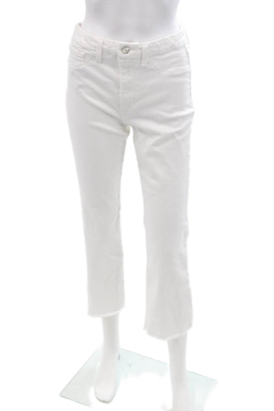 Joe's Collection Women Cropped White Jeans Mid Rise Button Size 29