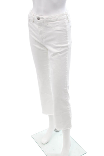 Joe's Collection Women Cropped White Jeans Mid Rise Button Size 29