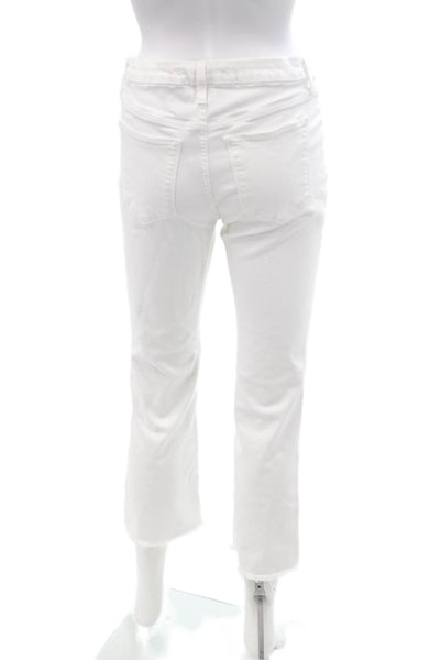 Joe's Collection Women Cropped White Jeans Mid Rise Button Size 29