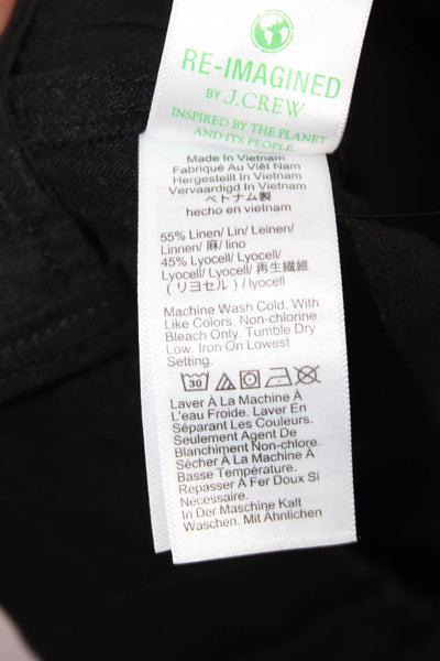 J Crew Womens Cargo Cropped Pants Black Linen Lyocell Button Size 4