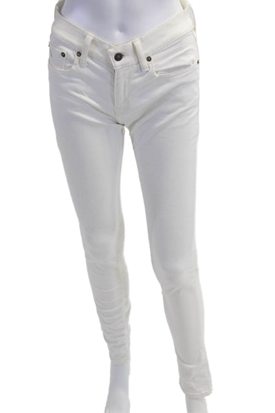 Polo Ralph Lauren Womens White Skinny Jeans Cotton Blend Button Size 26