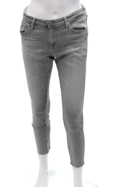 AG Adriano Goldschmied Women Ankle Skinny Cropped Jeans Gray Size 28