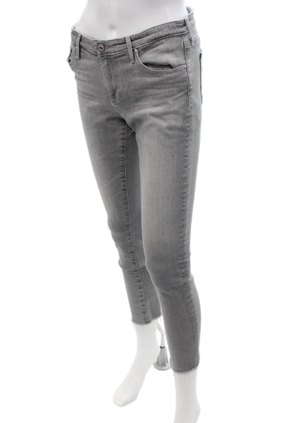 AG Adriano Goldschmied Women Ankle Skinny Cropped Jeans Gray Size 28