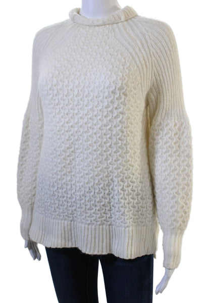 Anthropologie Womens Pullover Mock Neck Long Sleeve White Alpaca Blend Size S