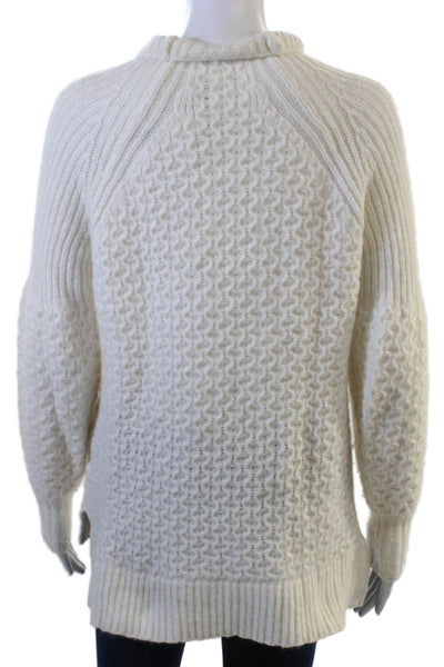 Anthropologie Womens Pullover Mock Neck Long Sleeve White Alpaca Blend Size S