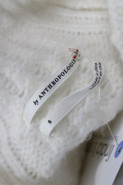 Anthropologie Womens Pullover Mock Neck Long Sleeve White Alpaca Blend Size S