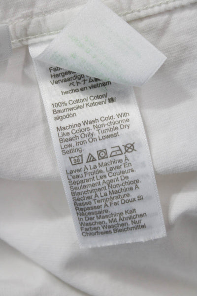 J Crew Women Basic White Cotton High Neck Button Up Blouse Long Sleeve Size 6