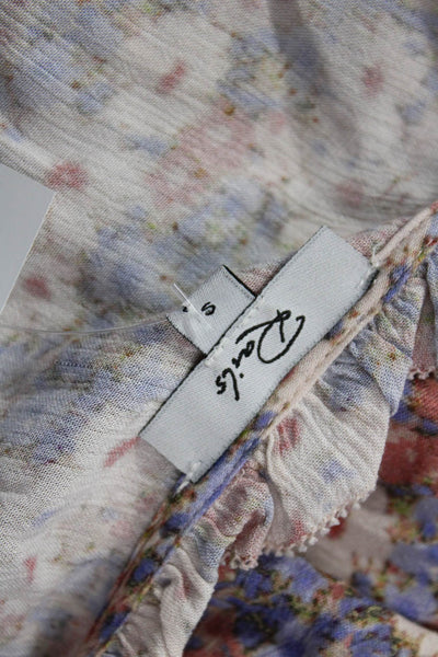 Rails Womens Floral V-Neck Long Sleeve Shirt Dress Blue Rayon Size S