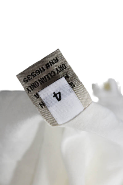 Lela Rose Women A-Line Fit & Flare White Cotton Knee-Length Dress Size 4