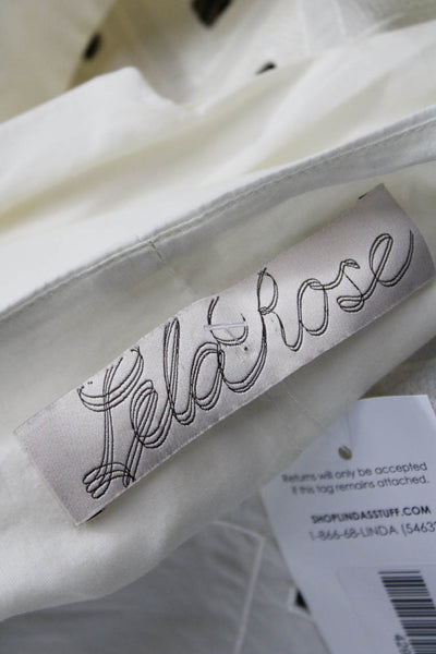 Lela Rose Women A-Line Fit & Flare White Cotton Knee-Length Dress Size 4