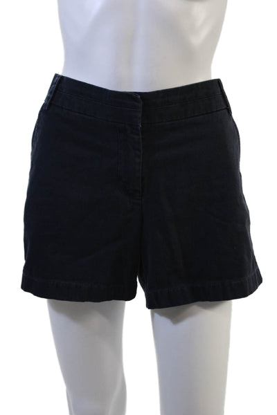 J Crew Unisex Dark Blue 100% Cotton Chino Shorts Button Closure Size 8
