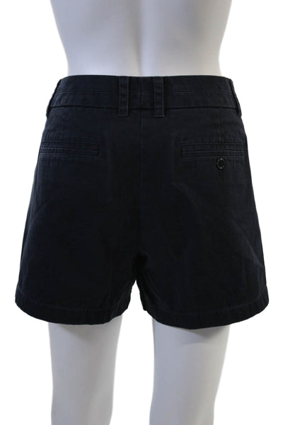 J Crew Unisex Dark Blue 100% Cotton Chino Shorts Button Closure Size 8