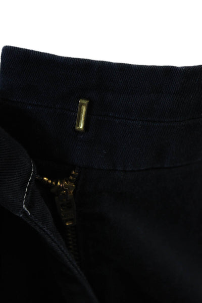 J Crew Unisex Dark Blue 100% Cotton Chino Shorts Button Closure Size 8