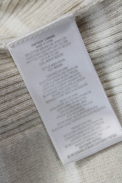 Soft Joie Women Beige Striped Pullover Sweater Round Neck Long Sleeve Size S