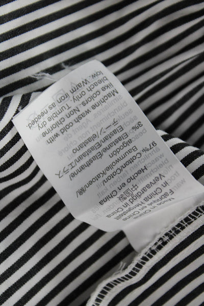 J Crew Womens Striped High Neck Button Front Blouse Black Size 6