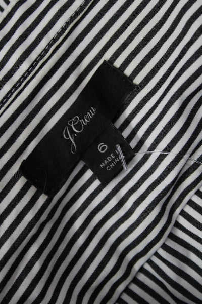 J Crew Womens Striped High Neck Button Front Blouse Black Size 6