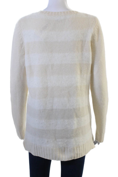 Christopher Fischer Women Pullover Striped Cashmere Crewneck Sweater Size M