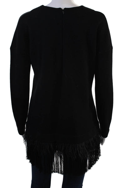 Lela Rose Women Black Wool Blend Crew Neck Pullover Long Sleeve Size M